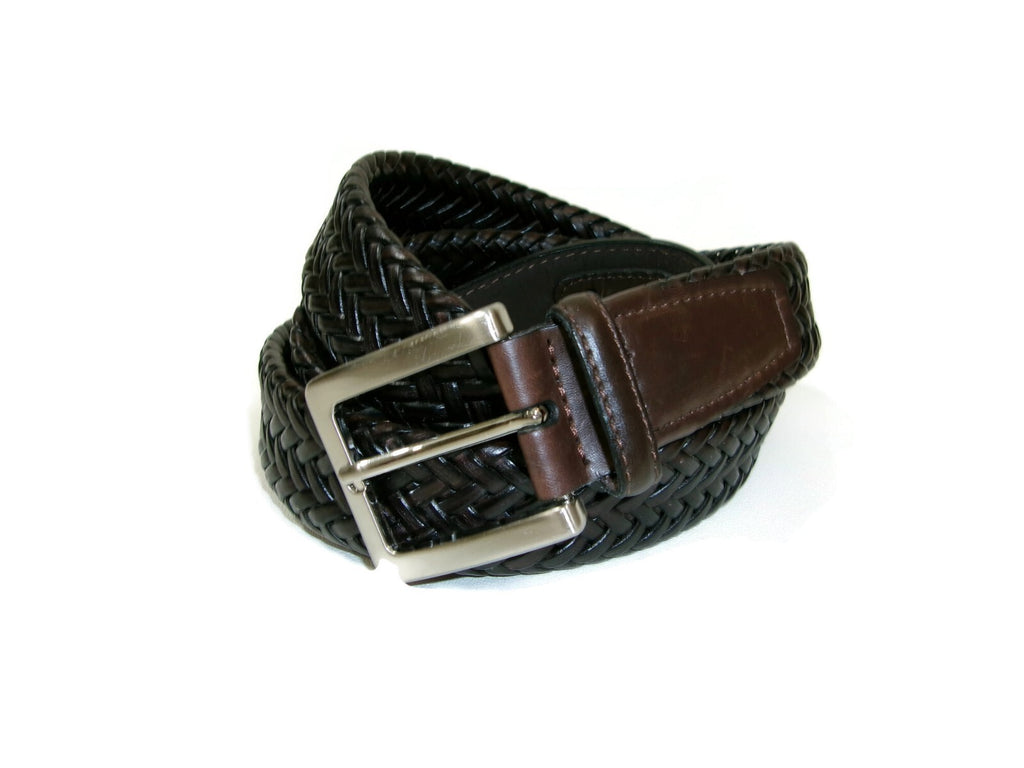 Brown Handcrafted Bonded Leather Mens Casual to Dress Belt Size 50 Silver Buckle