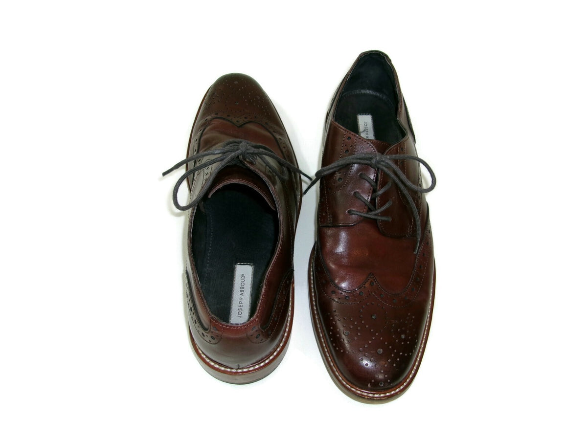 Mens Joseph Abboud Brown Leather Wingtip Derby Dress Shoe Size 12 M
