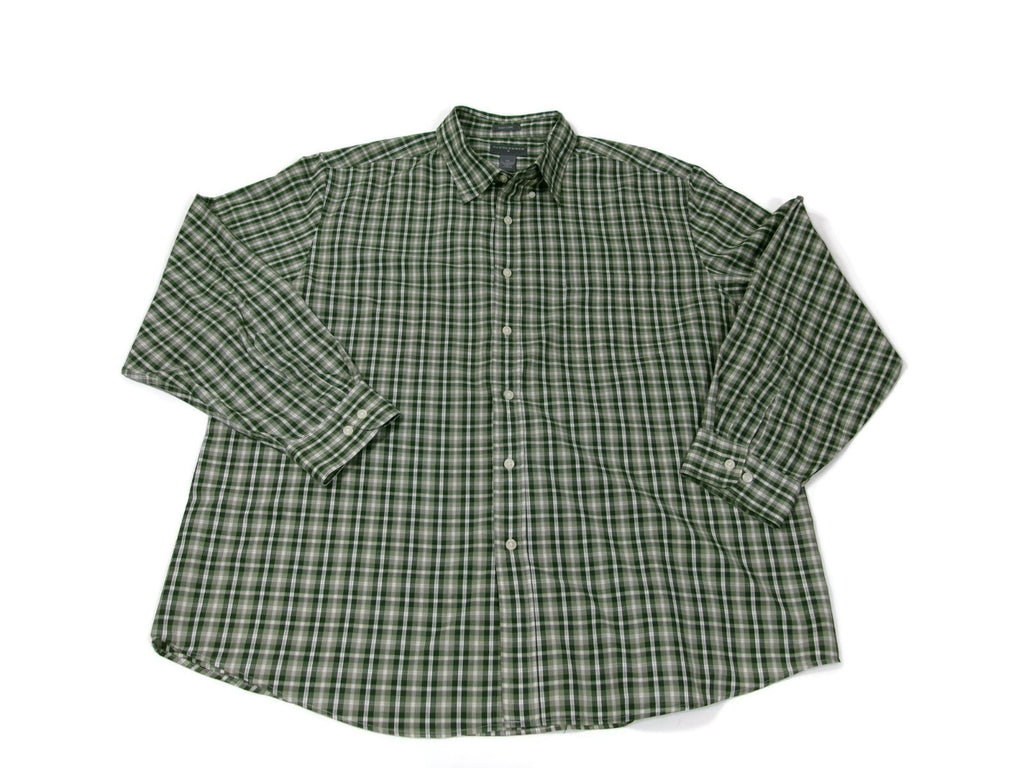 Saddlebred Mens Casual Shirt Size XXL  Green Plaid Button Down Easy Care