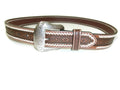 Ariat Mens Southwestern Western Belt Size 40 Brown Leather  Buckstitch Lacing
