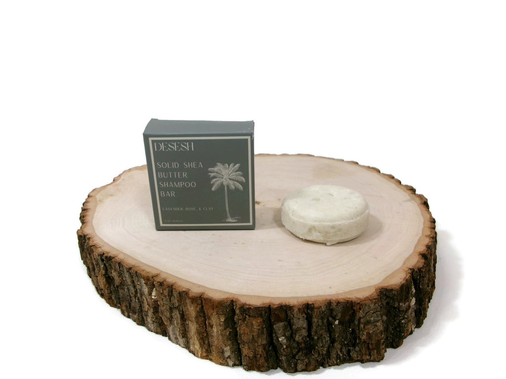 DESESH XL Solid Shea Butter Shampoo Bar w/ Lavender Rose & Clay USA Made
