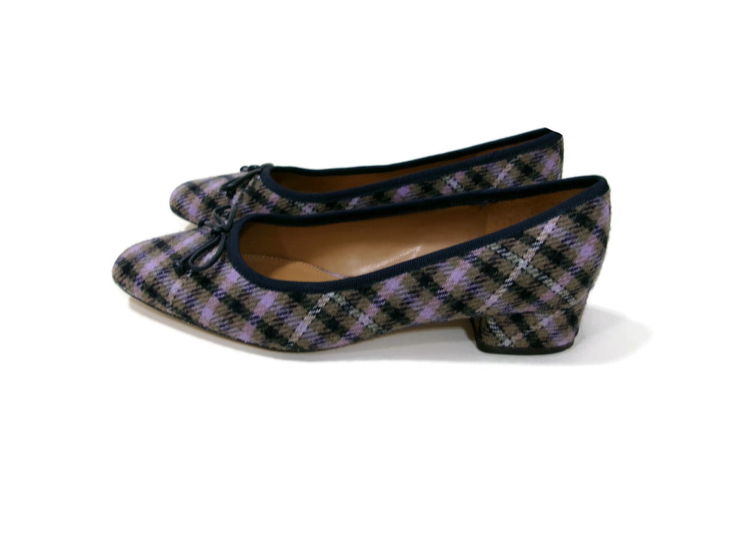 Talbots Womens Edith Flat Shoes Size 8 M Purple Black Taupe Olive Plaid