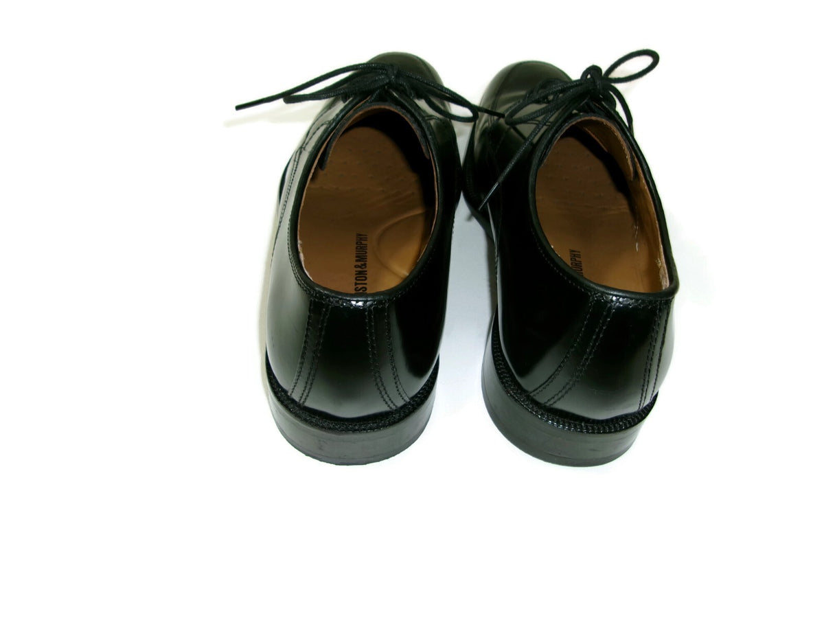 Johnston & Murphy Mens Black Shoes Size 8 D Bradford Moc Toe Oxford Sheepskin