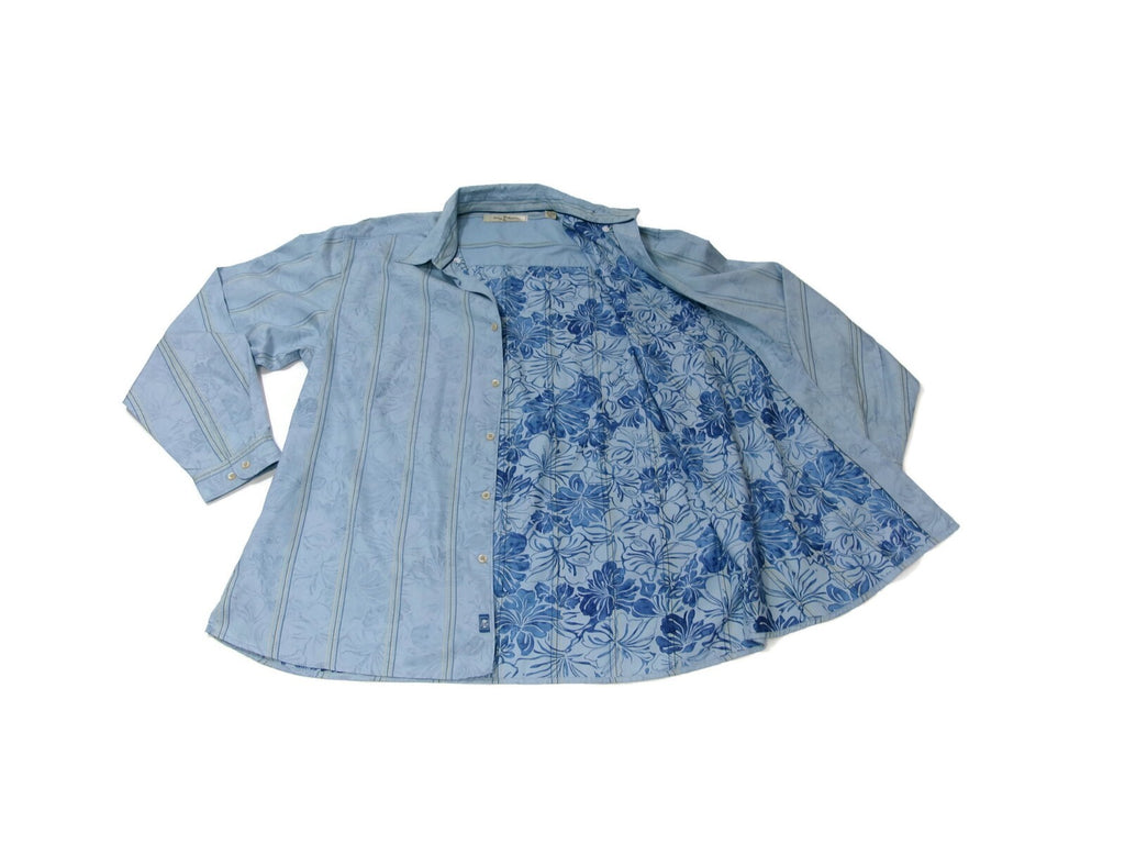 Mens Tommy Bahama Silk Cotton  Blend Long Sleeve  Shirt Unique Print Size XL
