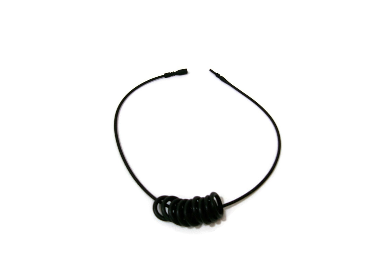 UNISEX BLACK ONYX  Creation Handmade Rubber Design Necklace w/ 10 HUGGIES  16.5"