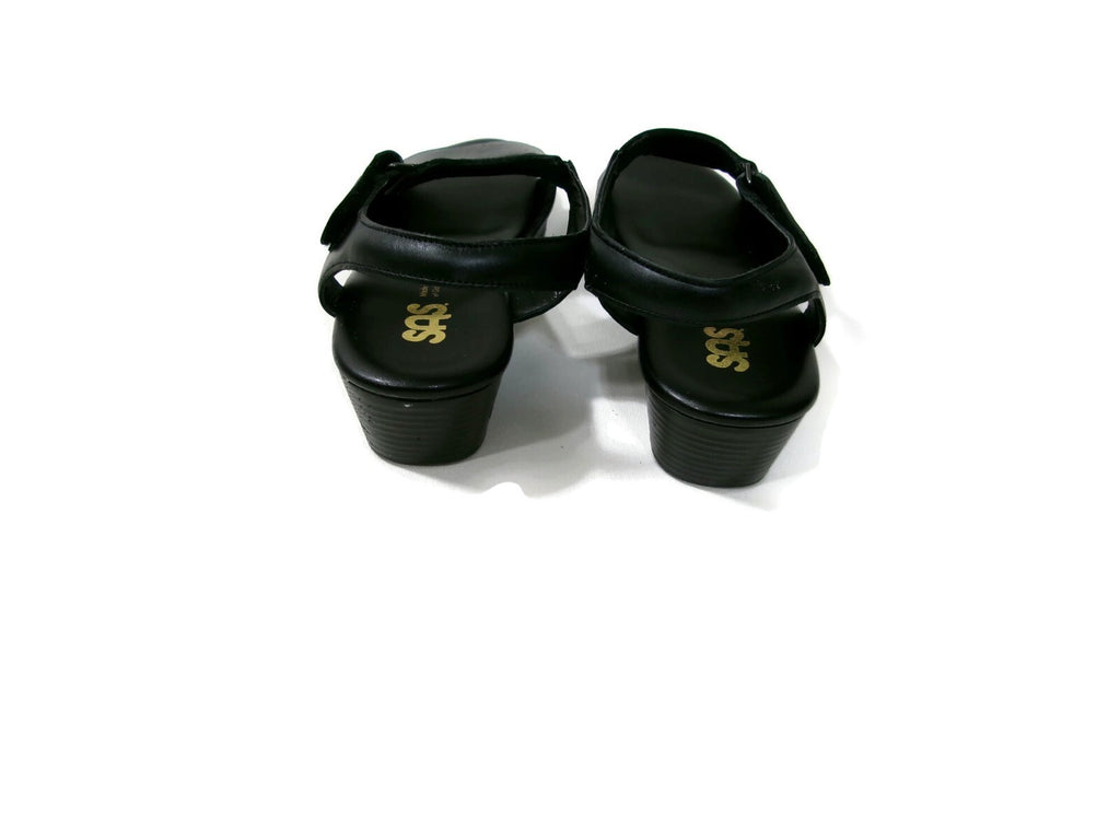 SAS Womens Sandals Shoes Size 9 M  Black Leather Suntimer Low Heels Comfort