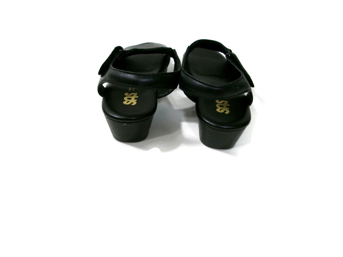 SAS Womens Sandals Shoes Size 9 M  Black Leather Suntimer Low Heels Comfort
