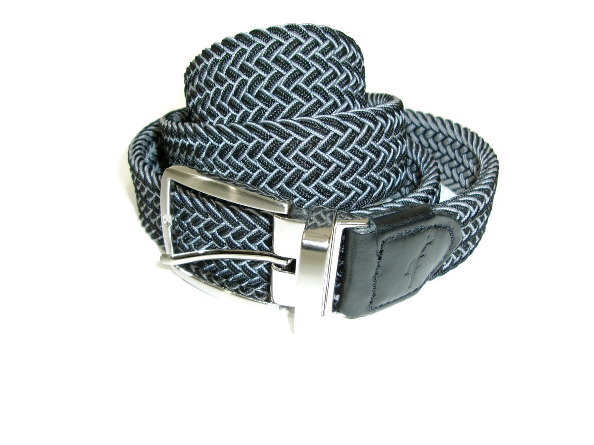 Tommy Bahama Mens Stretch Braided Belt Black Gray Nickel Buckle Size L/ XL 38-42