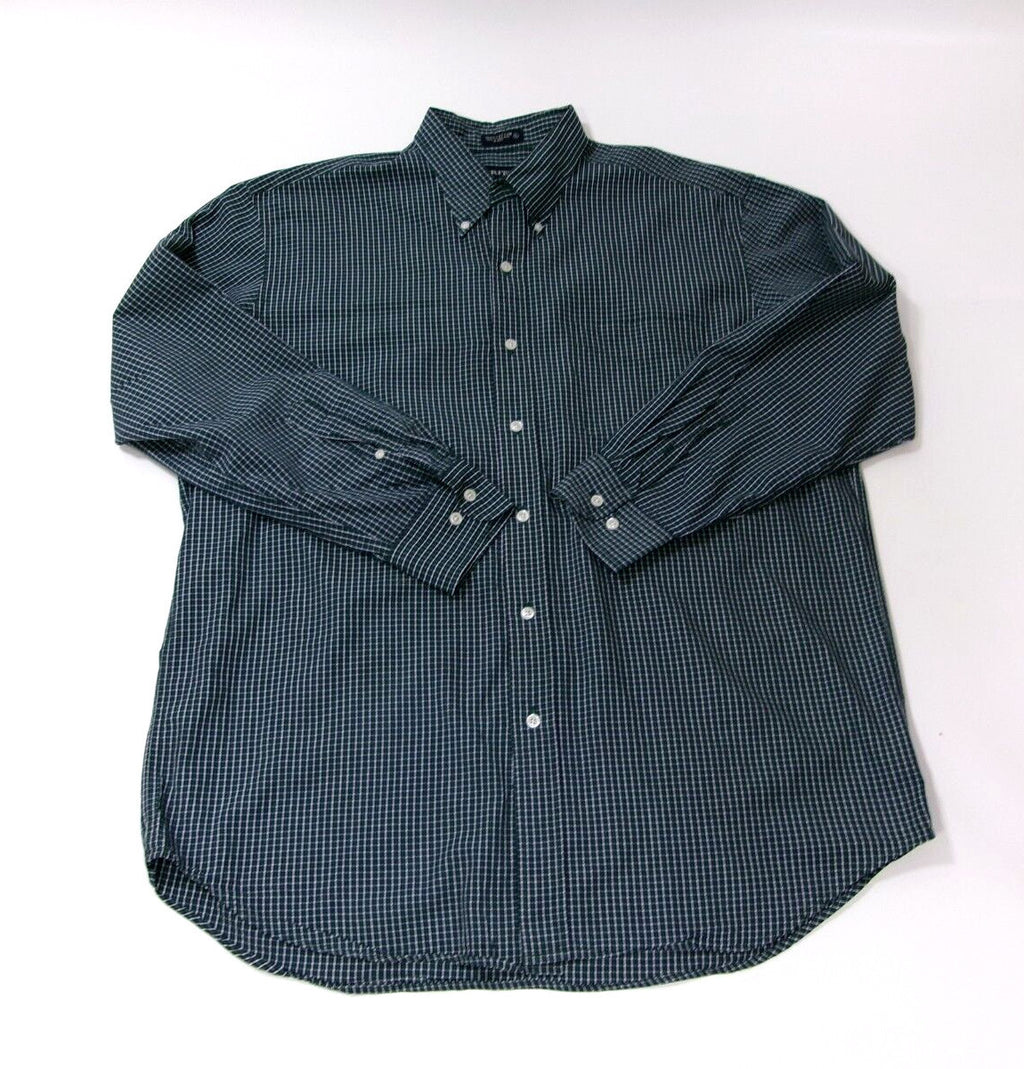 Mens BRITCHES Plaid Shirt Size XL GREEN Black White Button Down Long Sleeve