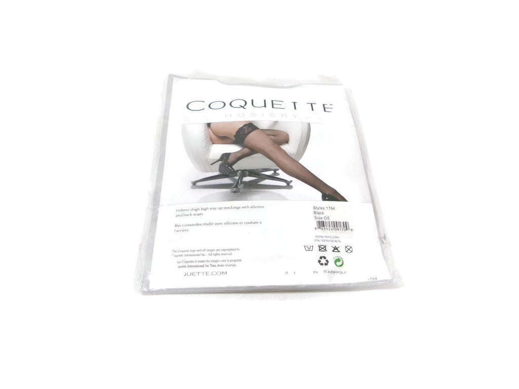 COQUETTE Womens Black Hosiery FishNet Thigh High Stockings One Size  OS