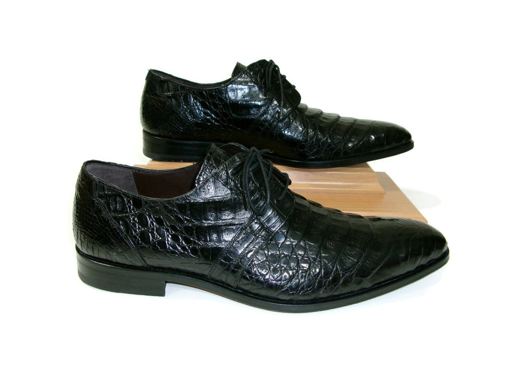 Mezlan Mens Luxury Dress Shoes Size 10 Genuine Black Crocodile Lace Up MD Spain