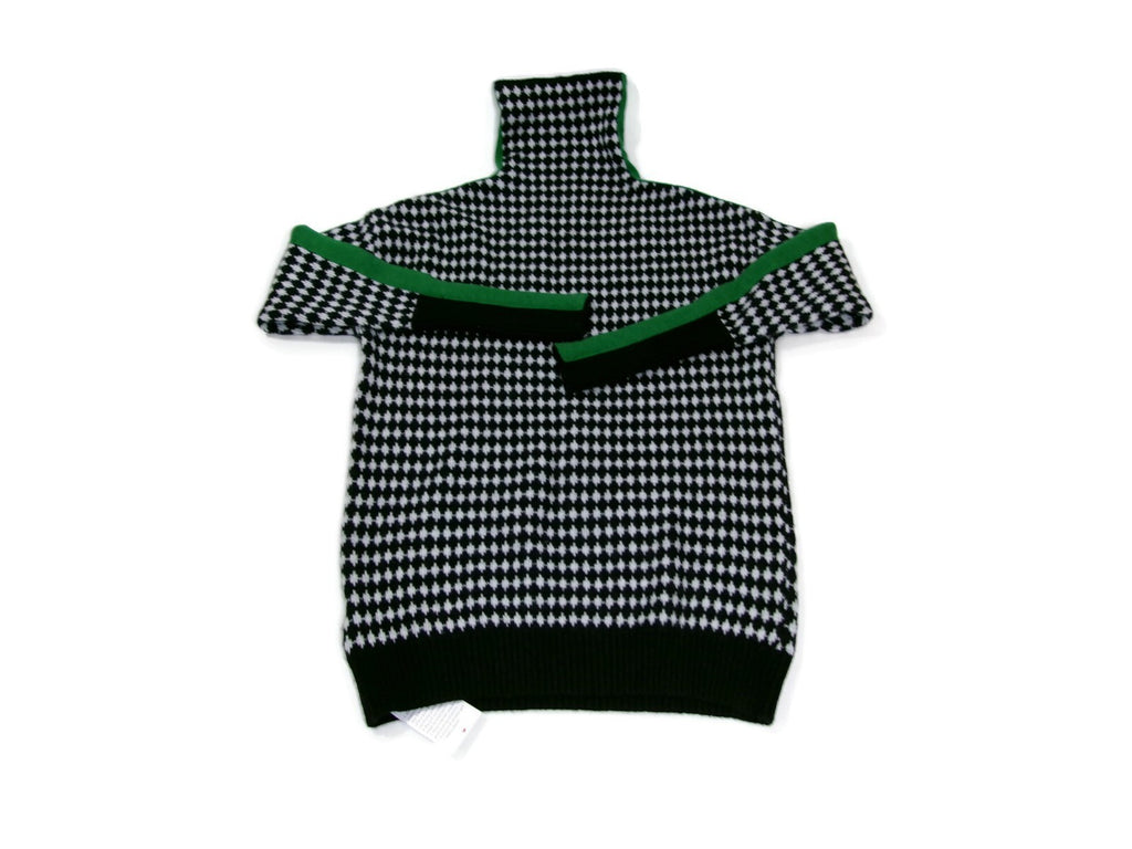 Womens Turtleneck Checkerboard Knitted Sweater Black Green White Size S Small