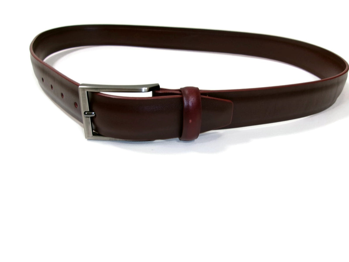 The Tie Bar Redish Burgundy Leather Mens Belt Size M Medium 43"