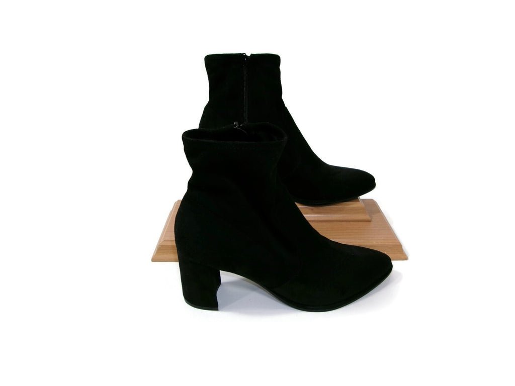 Nine West Womens Black Faux Suede Glove Ankle Boots Shoes Size 10 M Side Zip