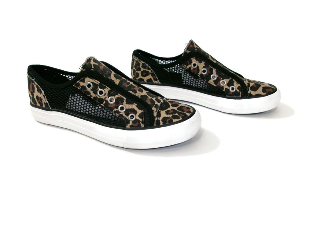 Womens Cute Gypsy Jazz Mesh & Canvas Leopard Fashion Sneakers Shoes Size 8 M