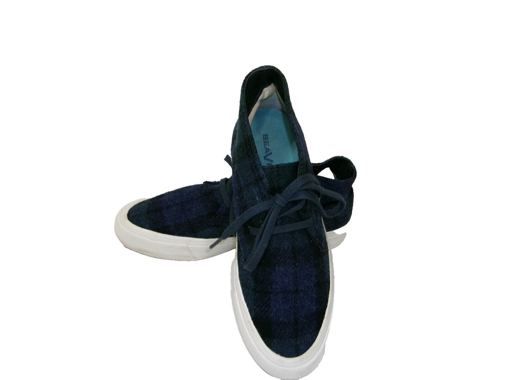 SEAVEES Classic Blue Green PLAID Wool Womens Shoes Size 8.5 M Booties Comfy CUTE