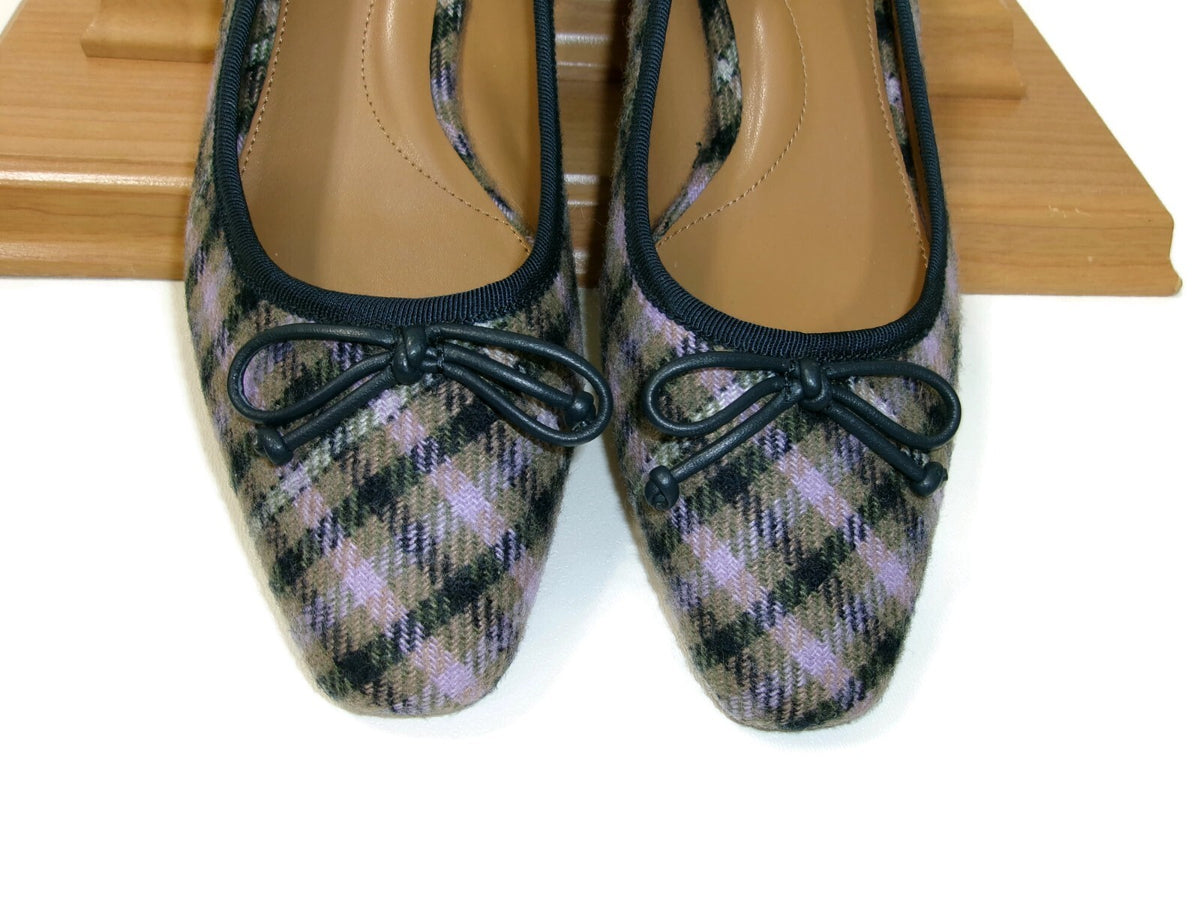 Talbots Womens Edith Flat Shoes Size 8 M Purple Black Taupe Olive Plaid