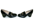 Liz Claiborne Womens Black Croc Embossed Heels Pumps Shoes Size 6 M Gold Buckle