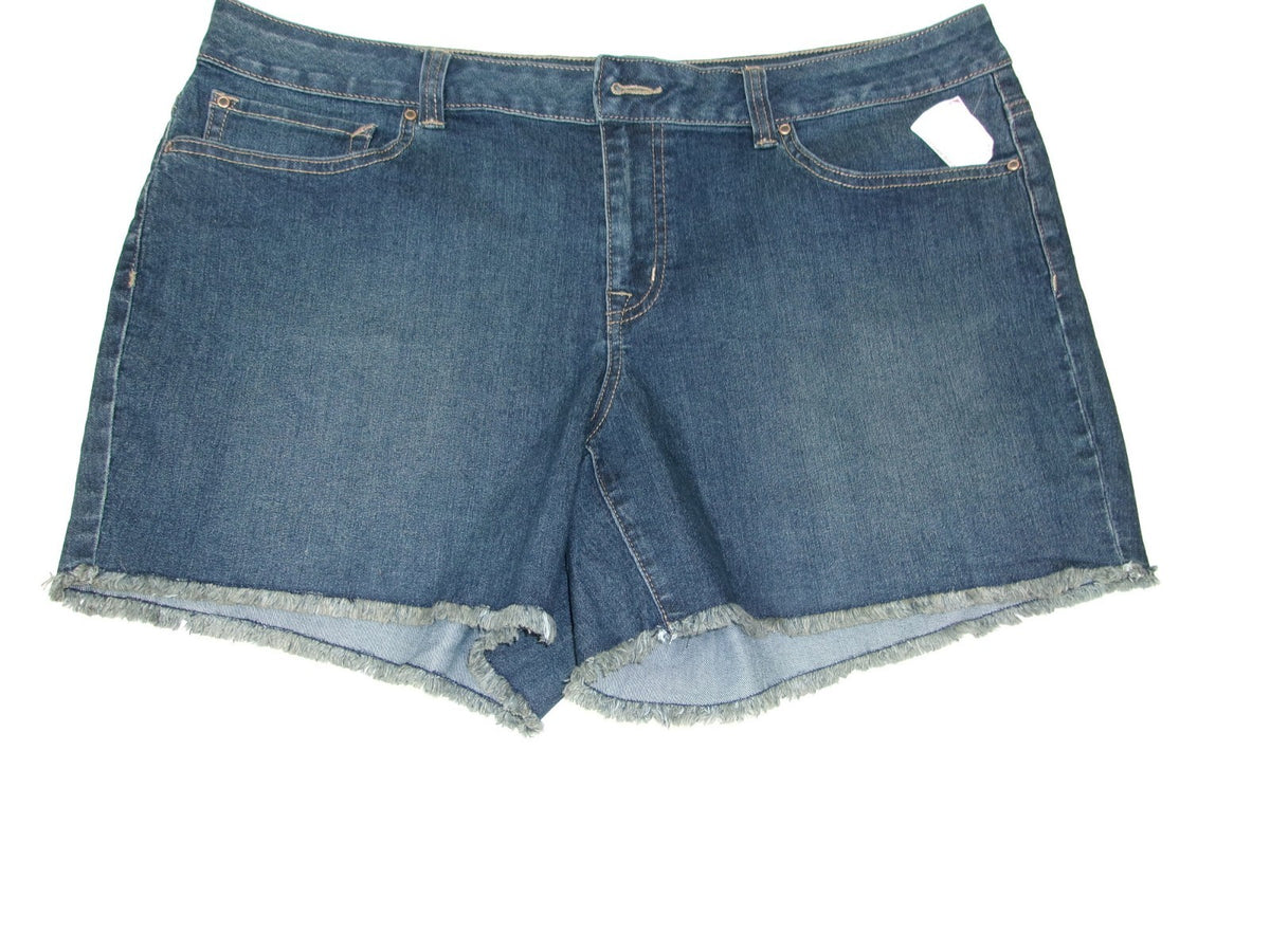 Jessica Simpson Forever Low Rise Distress Fringed Jean shorts Size 18 W 18W New