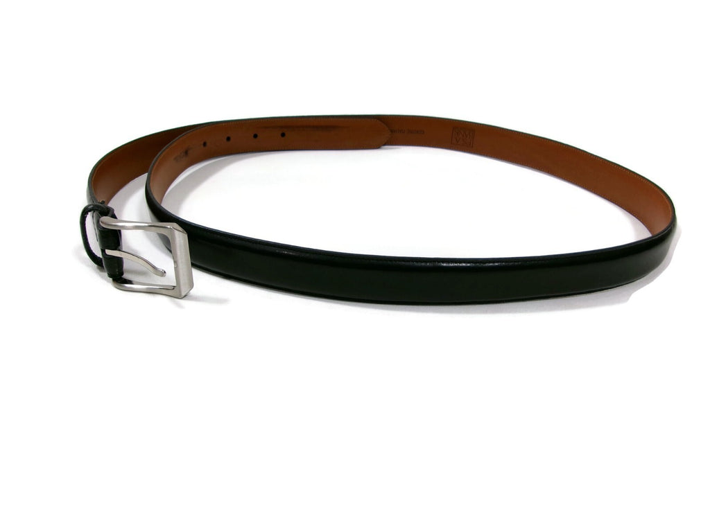 Jos. A. Bank Mens Black Genuine Italian  Leather Belt Silver Buckle Size 48