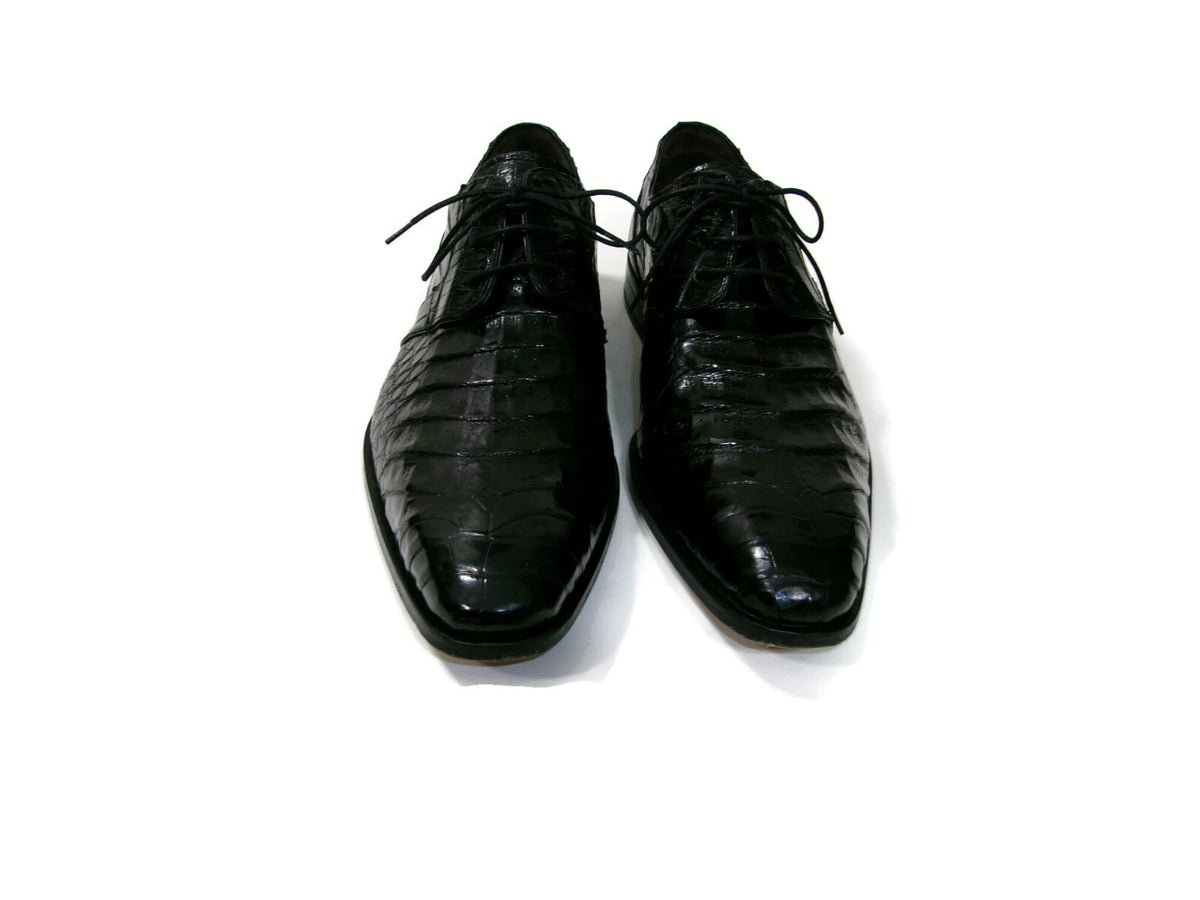 Mezlan Mens Luxury Dress Shoes Size 10 Genuine Black Crocodile Lace Up MD Spain