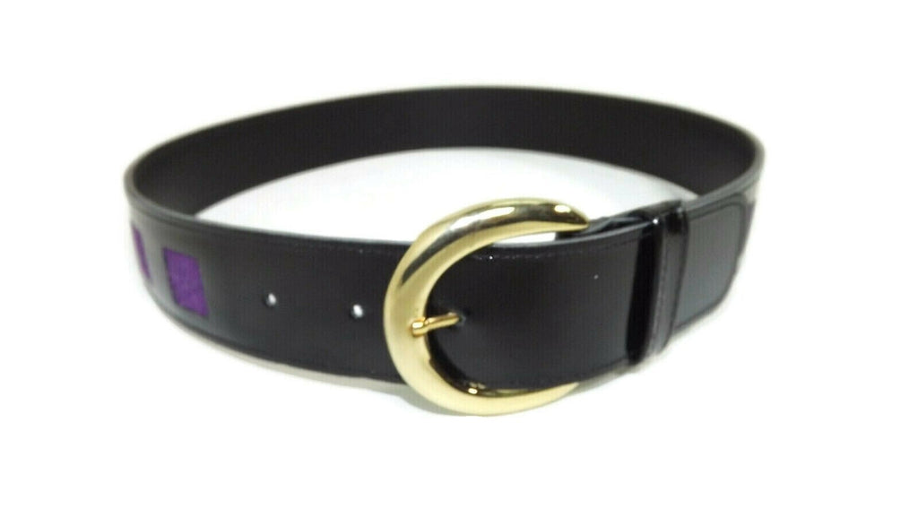 JAEGER Couture Belt Purple Suede & Black Patent Leather Size 30" MD in ENGLAND