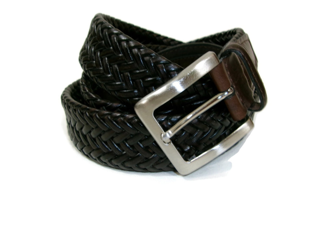 Brown Handcrafted Bonded Leather Mens Casual to Dress Belt Size 50 Silver Buckle