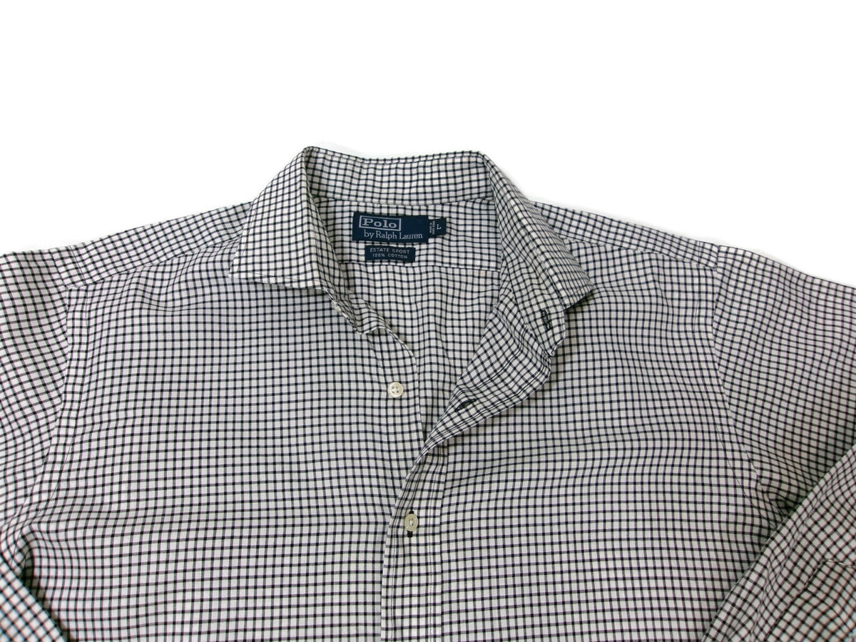 Mens Polo Ralph Lauren Shirt Size L Large Black Cream  Gingham Estate Sport
