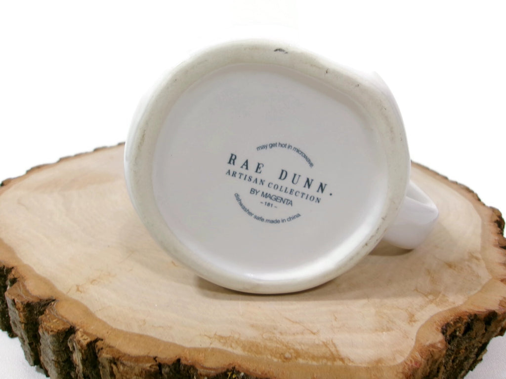 Rae Dunn CHRISTMAS embossed Mug by Magenta White Ivory Artisan Collection 16 Oz.