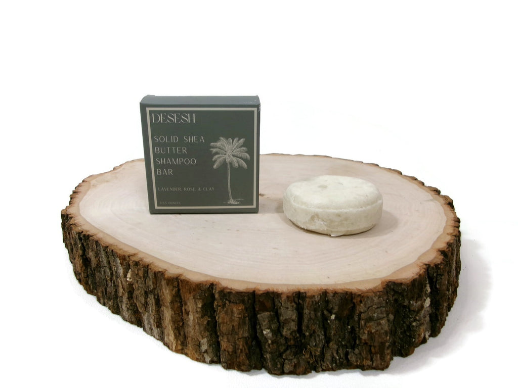 DESESH XL Solid Shea Butter Shampoo Bar w/ Lavender Rose & Clay USA Made