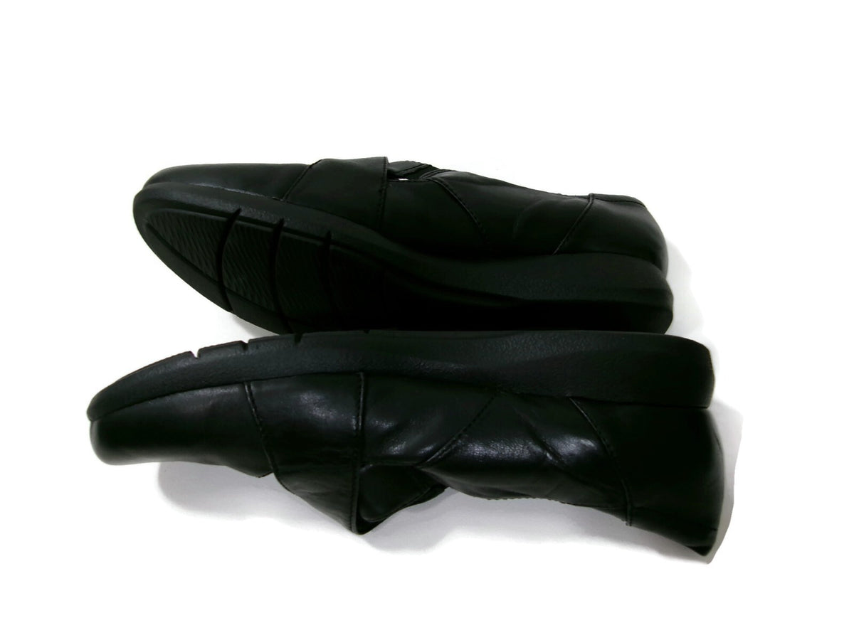 Clarks Collection Womens Black Leather Shoes Size 9.5 M Slip On Comfort Flats