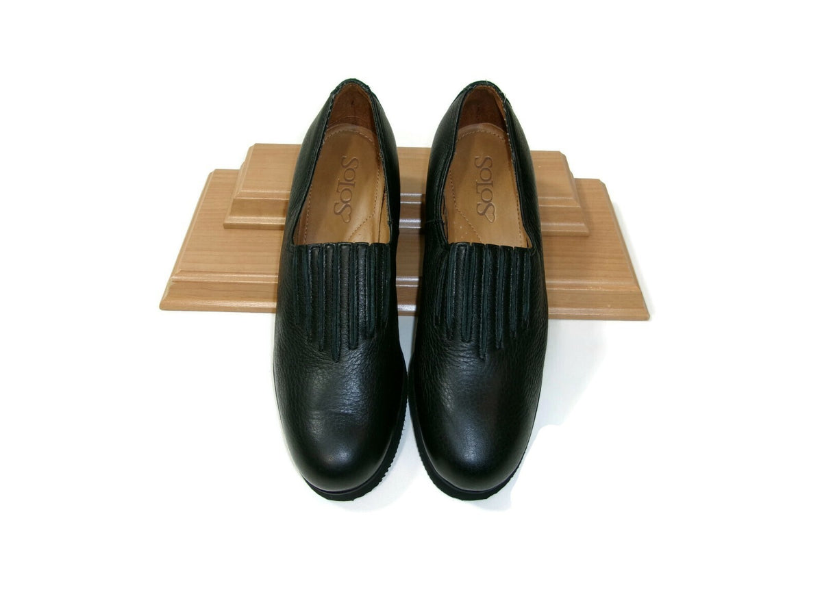 Solos Womens Black Pebbled Leather Comfy Shoes Size 8 N