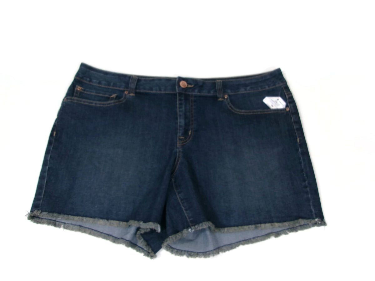 Jessica Simpson Forever Low Rise Distress Fringed Jean shorts Size 18 W 18W New