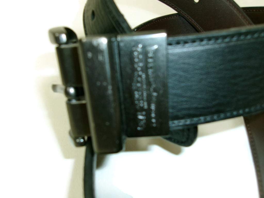 Levis Mens Black & Brown Leather Reversible Belt Size 34 Logo Embossed Buckle