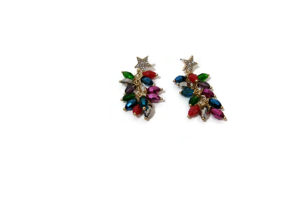 Sparkly Star Studded Beautiful Christmas Lights String Vertical Drop Earrings