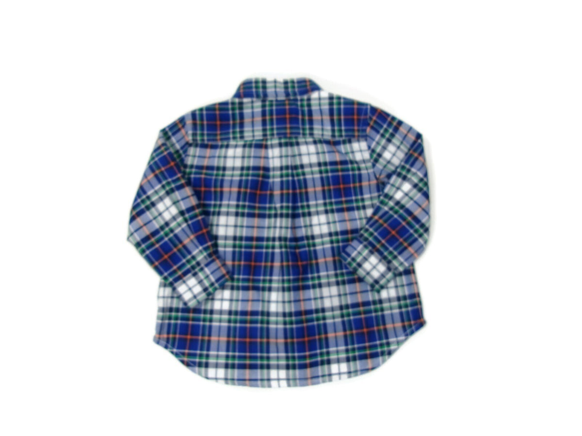 Ralph Lauren Baby Infant Boys Button Down Long Sleeve Plaid Shirt Size 9M Blue