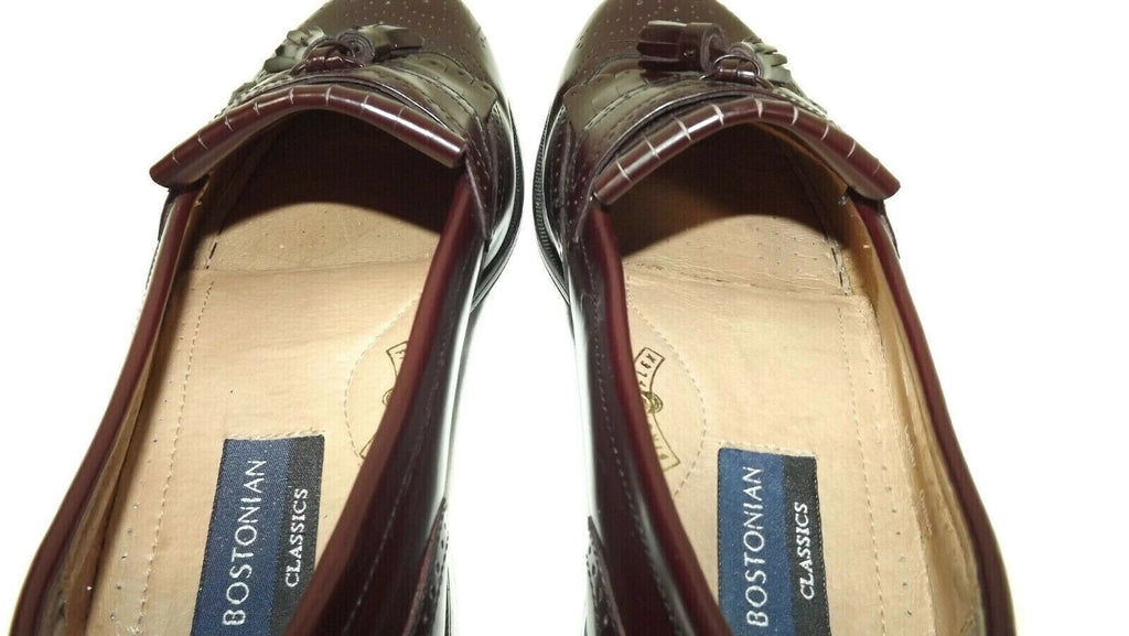 BOSTONIAN Mens Classic First Flex Burgundy Tassel Wingtips Dress Shoes Size 8 W