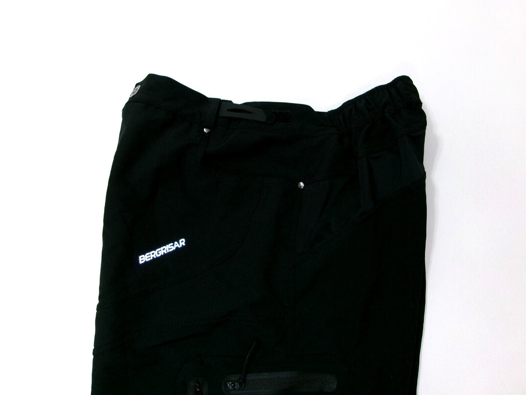 Bergrisar Mens Black Polyester/Spandex  Cycling Mountain Shorts  Size XXL