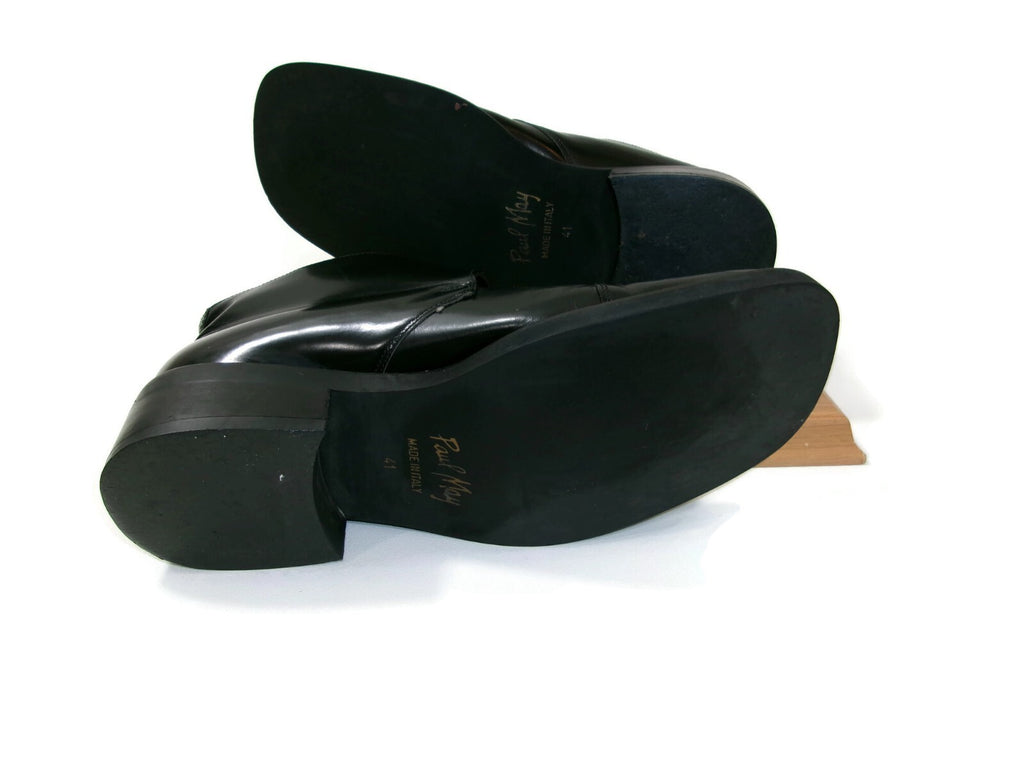 Vintage Paul May Mens Black Leather Chukka Ankle Boots Size 41 EU US 8-8.5
