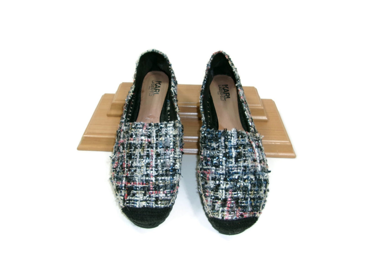 Karl Lagerfeld Arogo 2 Womens Tweed Slip On Flats Shoes Size 10 M Multi Colored
