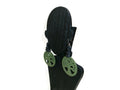 Womens Ear Candy Statement Green Earrings Wood Family Tree Black Rubber Design
