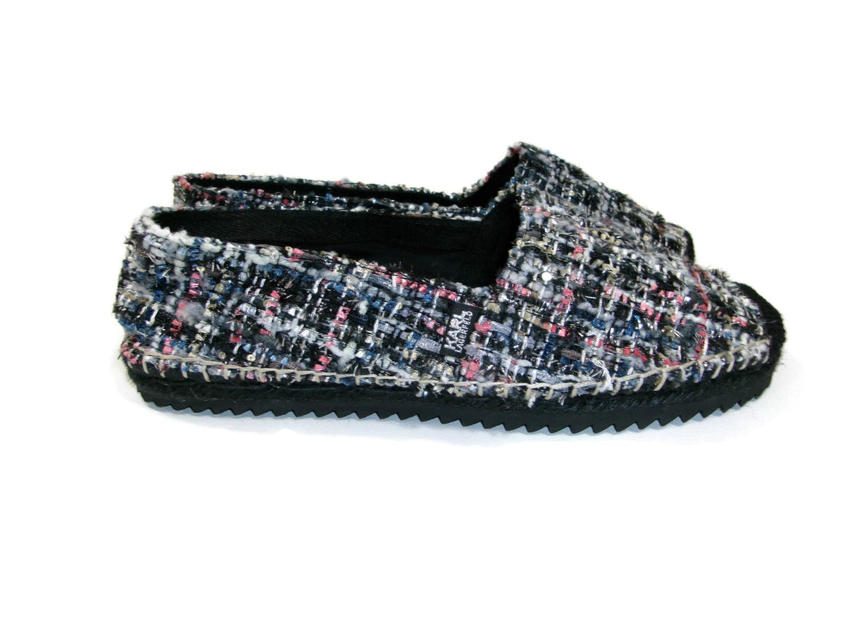 Karl Lagerfeld Arogo 2 Womens Tweed Slip On Flats Shoes Size 10 M Multi Colored