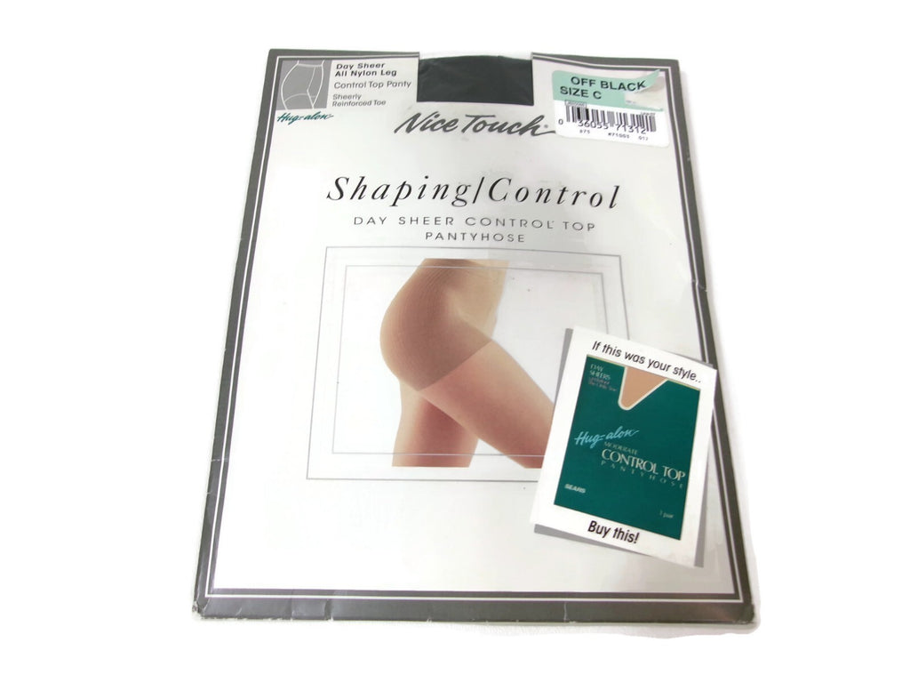 NICE TOUCH Shaping Control Day Sheer Control Top PantyHose  Stockings Off Black