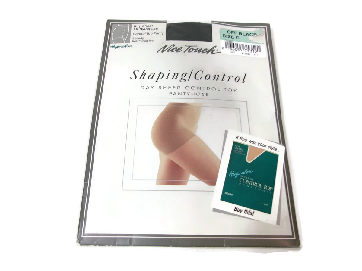 NICE TOUCH Shaping Control Day Sheer Control Top PantyHose  Stockings Off Black