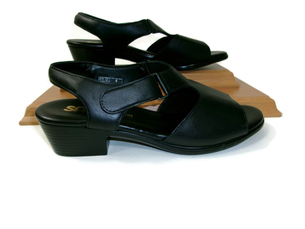 SAS Womens Sandals Shoes Size 9 M  Black Leather Suntimer Low Heels Comfort