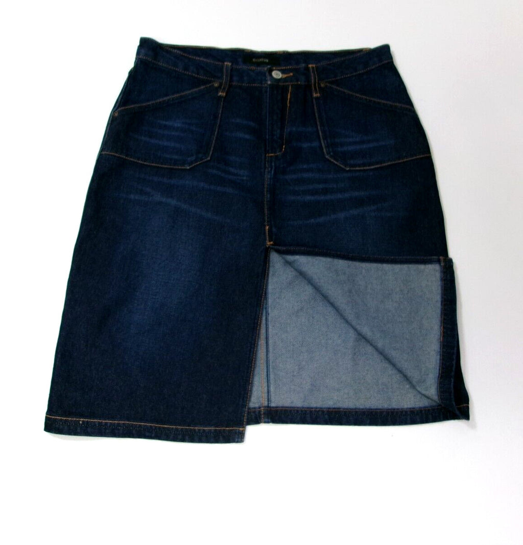 Womens Teen Girls Cute EXPRESS Distressed Dark Denim Jean Skirt Size 9 / 10