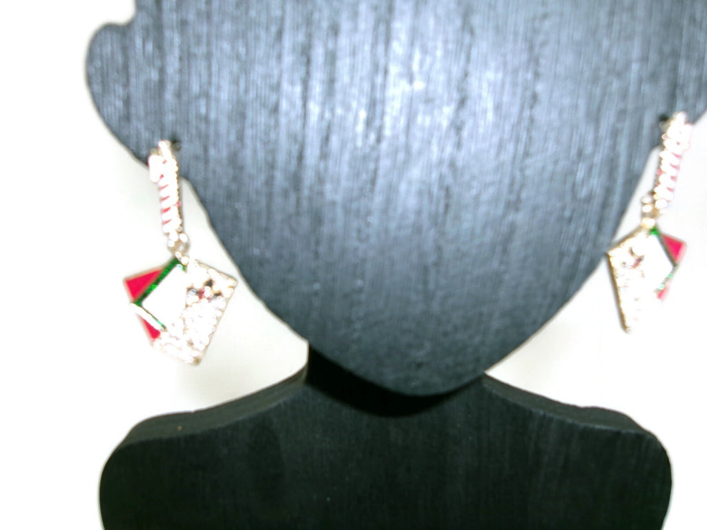 Dear Santa Letter to Santa Holiday Mail Candy Cane Christmas  Drop Earrings Cute