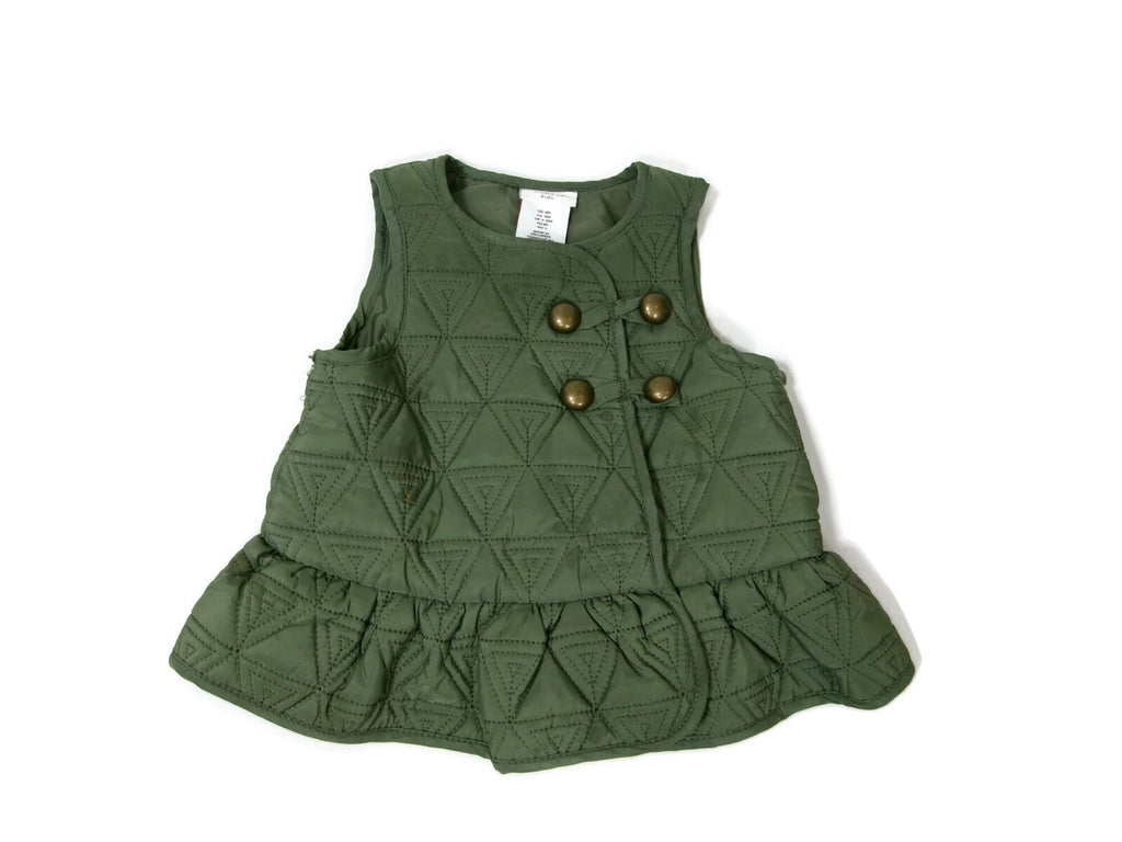 Aspen Kids Toddler Girls Quilted Olive Green  Puffer Vest Jacket Size 12 M
