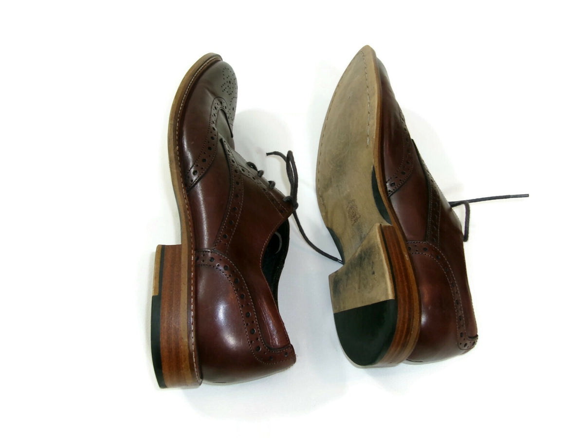 Mens Joseph Abboud Brown Leather Wingtip Derby Dress Shoe Size 12 M