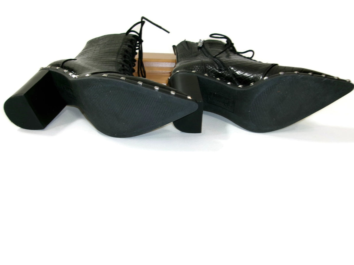 Charles By Charles David Duffy Boots Booties Black Shoes Croc Lace Up Size 7 M
